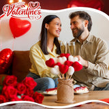 Rustic Valentines Table Decorations Set, Valentines Mason Jars Decor With 12 Pcs Red White Felt Heart Picks Galentines Bouquet Heart Flower Stick Gifts For Lovers Dinning Table Office