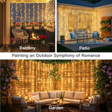 200 LED Curtain Lights Warm White Hanging Fairy String Lights for Bedroom Window Wall Wedding Party Decor