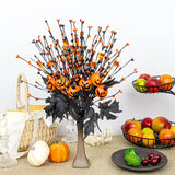 12 Pcs Gothic Halloween Flowers Artificial Orange Black Stems Spooky Halloween Floral Picks With Candies Corn Smiling Pumpkins For Vase Floral Arrangements Table Centerpieces Decorations