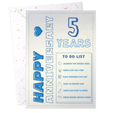 5Th Anniversary Card – Modern Love To-Do List Greeting Card, Single Card With Envelope