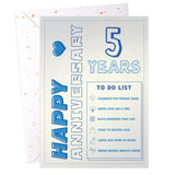 5Th Anniversary Card – Modern Love To-Do List Greeting Card, Single Card With Envelope