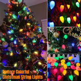 50 Led C7 Christmas Lights,24Ft C7 Christmas Lights Battery Operated String Lights Remote Timer 8 Lighting Modes For Ind