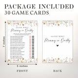 Baby Shower Game Cards, 30 Floral Theme Double-Sided Game Cards For Baby Announcement, Guess Who Mommy Or Daddy Game Cards, Spring Flower, Gender Reveal Party Favor, Activity - C06