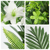 Artificial Cemetery Flowers For Grave, Set Of 2 Silk White Faux Lily Bouquet Flower Outdoor Graveyard Memorial Flowers For Cemetery Headstones Decoration
