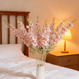 8Pcs Pink Delphinium Flower Artificial Flowers, 33.5-Inch Long-Stem Artificial Silk Flower Loose Tall Vase, Suitable For Home Wedding Flower Arrangement, Center Dining Table, Home Decoration