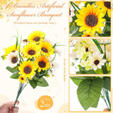 4 Bundles Sunflower Cemetery Flowers For Grave Vase Spring Easter Artificial Sunflower Memorial Flower Bouquet 19.7 Inch Fake Silk Floral Arrangement For Headstone Graveyard Gravesite Outdoor