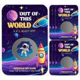 Outspace Birthday Party Scratch Off Games, Out Of This World Astronaut Party Ice Breaker Cards For Space Party, 50 Sets With Stickers