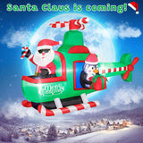 6.5Ft Inflatable Christmas Santa Claus On Helicopter Outdoor Decorations, Xmas Blow Up With Built-In Led Lights, Cute Sa