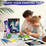 72Pcs Kids Painting Set With Pattern Canvas, Art Painting Supplies Kit With 24 Acrylic Paints,10 Brushes, 8 Canvas Panels,Table Easel,Paper Pad,Color Wheel,Palette For Beginner Students