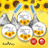 324 Sunflower Hugs And Kisses From The New Mr. & Mrs. Kisses Wedding Stickers, Floral Chocolate Drops Labels Stickers For Weddings, Bridal Shower Engagement Party, Bride And Groom Favors. Made In Usa