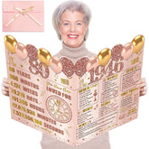 Large 80Th Birthday Card For Women With Envelope, Pink Rose Gold Back In 1946 Birthday Cards Jumbo Happy 80Th Birthday Decorations Greeting Card Guest Book Eighty Party Supplies Gifts