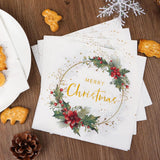 40Pcs Merry Christmas Napkins For Guests Christmas Cocktail Paper Napkins For Banquet Lunch Dinner Holiday Party