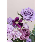 Artificial Flower Purple Combo Box Set Fake Rose Dahlia For Diy Wedding Center Bouquet Bride Baby Shower Party Tables Decoration Floral Arrangements.