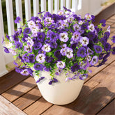Artificial Fake Pansy Flowers For Outdoor, 12 Pcs Faux Silk Pansies Flower For Spring Summer Decoration, Uv Resistant Fake Plants For Outside Planter Porch Yard Patio Home Decor(Double Purple)