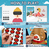 Christmas Party Games For Kids Families, Pin The Nose On The Reindeer Sticker Game Christmas Activities For Kids Adults, Xmas Holiday Party Favors