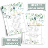 Greenery Bridal Shower Games - 25 Cards - Who Knows The Bride Best & Would She Rather - Rustic Botanical Designs For Wedding Reception, Bridal Showers, Or Birthday Celebrations - 5X7 Pack