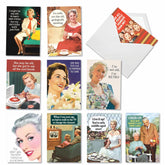 - 10 Funny Birthday Cards Assortment - Adult Retro Notecard Set, Bulk Boxed Humor - Old Enough To Know Better A1236