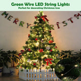 Outdoor Indoor String Lights Christmas 300Led Warm White Fairy Lights 99Ft Green Wire Dimmable With Remote Control, Wate