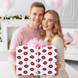 Valentine'S Day Red Lips Wrapping Paper Roll - 17In X 16.4Ft - Romantic Wrapping Paper With Red Lips & Red Hearts Design - Ideal For Bridal Shower, Wedding, Birthday, Valentine'S Day