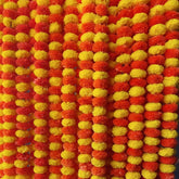 10 Pc - 5 Feet Marigold Garland |Indian/American Wedding Party Mantle Decoration, Faux Garlands Wedding Garland, Diwali Decoration, Spring Bush Floral! (Yellow & Dark Orange)