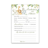Safari Animals Prediction And Advice Cards - Pack Of 25 - Country Rustic Jungle Theme Baby Shower Games, Wishes For New Parents Mom & Dad To Be Mommy & Daddy Message Shower Activity Keepsake G550-Pdav