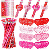 48 Pack Valentine'S Day Heart Pencils Bulk And Valentine Exchange Card For Valentine Party Favor Office Rewards Gift Exchange Prizes Supplies