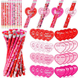 48 Pack Valentine'S Day Heart Pencils Bulk And Valentine Exchange Card For Valentine Party Favor Office Rewards Gift Exchange Prizes Supplies