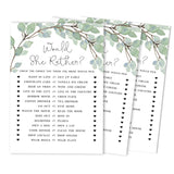 Would She Rather Bridal Wedding Shower Game Greenery Funny Rehearsal Dinner Guessing Game Bridal Shower Party Game Ideas