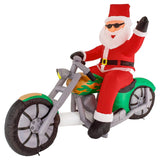 Christmas Masters 7.5 Ft Long Inflatable Santa Claus Riding A Motorcycle With Hand Up Waving Hello Led Lights Indoor Out