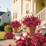 Realistic Artificial Plants Artificial Mums Fall Flowers Fake Fall Plant Uv Resistant Fake Flowers Realistic Eucalyptus Leaves Silk Mums Faux Autumn Plant For Thanksgiving Home Decor(Wine Red)