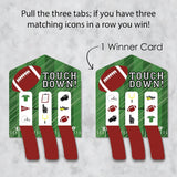 Big Dot of Happiness End Zone - Football - Baby Shower or Birthday Party Game Pickle Cards - Pull Tabs 3-in-a-Row - Set of 12
