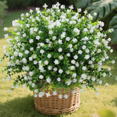 Uv Resistant Artificial Outdoor Flowers,12 Bundles Of Faux Plastic Outdoor Flowers For Decor,Fake Spring Summer Flowers For Wedding Indoor Outdoor Garden Porch Window Cemetery (White)
