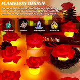 12 Pack Led Candles With Artificial Flowers, 200+Hour Battery Operated Tea Lights Candles For Centerpiece Table, Party, Wedding Anniversary Decorations (Red)