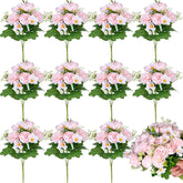 12 Bundles Peonies Artificial Flowers Fake Hydrangea Silk Peony Bouquet Bulk For Vase Floral Arrangements Wedding Arch Decor Centerpiece Table Decorations (Light Pink)