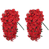 Artificial Flowers For Outdoors 2Pcs Faux Silk Pansy Vines Lush Uv Resistant Fake Hanging Flower Plants For Outside Porch Yard Patio Window Box (Red)