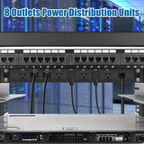 8 Outlet 1U Rack Mount PDU Power Strip 1200J Surge Protector 6FT Cord Metal Black
