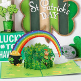Pop Up St. Patrick'S Day Card Green Shamrock 3D Greeting Card Irish Lucky Gift Card With Envelope 5" X 7" Signature Paper Wonder Card Handmade Unique Design Clover Pop Out Card For Family & Friends