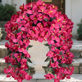Bougainvillea Artificial Hanging Flowers Plants For Outdoors Uv Resistant Faux Trailing Vine Outdoor Hanging Plants For Front Porch, Balcony, Patio, Outdoor Planter (Hot Pink-2Pcs)