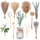 Faux Flower Arrangement With Vase, Center Pieces Decoration For Table, Pampas Grass Floral Décor, Thanksgiving & Christmas Coffee Table Decorations, Artificial Flowers In Vase, Centro De Mesa