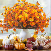 10 Bundles Artificial Flowers Outdoor Fake Fall Flowers For Outside Decoration Uv Resistant Plastic Faux Plants For Garden Window Porch Balcony Fall Wedding Thanksgiving Decor