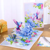 Pop Up Birthday Card For Women, 3D Hummingbird & Hydrangeas, Mother'S Day Popup Card For Women, Mom, Wife, Daughter, Her, Sister, Grandma, Ideal Gift For Valentines, Thank You, Mothers Day , Get Well