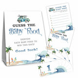 Baby On Board Guess The Baby Food Party Game, Surf Beach Theme Baby Shower Game Kit,1 Standing Sign, 20 Answer Cards &6 Number Cards, Surfing Baby Shower Decorations,Party Favor And Supplies Swlk-B08