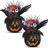 2 Pack Halloween Table Centerpieces Decorations 14'' X 10'' Pumpkin Table Artificial Flowers Tabletop Decor With Spider And Eyeball Halloween Tabletop Decor For Home Kitchen Indoor Outdoor