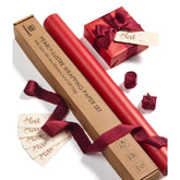 Red Wrapping Paper Set 17" Pearly-Lustre With Silk Like Satin Ribbon & Gift Tags Recyclable Christmas Gift Wrapping Birthday Baby Shower Wedding Handmade Crafts 197"(16.4 Ft)