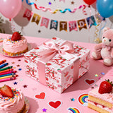 Happy 21St Birthday Wrapping Paper Roll, Strawberry & Pink Gingham Gift Wrap For Woman’S Twenty-First Age21 Birthday Party, Gifts & Celebrations, Mini Roll 17 In X 16.4 Ft