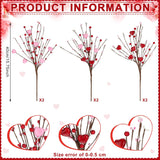 Valentine'S Day Decorations 6 Pcs Valentine'S Day Picks Gifts Heart Shaped Floral Berry Picks Centerpieces For Table Artificial Flowers Arrangement Wedding Spring Table Vase Decor(Red Pink)