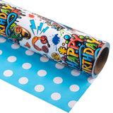 Reversible Birthday Gaming Wrapping Paper Roll - 17 Inch X 33 Feet - Video Game Birthday Gift Wrap For Game Lover Party