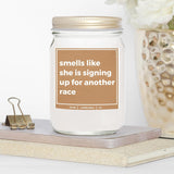 You Nique Designs Smells Like Another Race Candle, Gifts For Runners - 8Oz Candles For Running Lovers - Track And Field, Marathon Runner Gifts Women, Men - Running Present (Lavender & Vanilla)