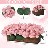 Spring Flower Table Centerpiece, Fake Hydrangea Arrangements Centerpieces Artificial Flowers Decor Wood Tray With Faux Flower Wedding Bouquets Room Kitchen Farmhouse Indoor Office Party(Pink)