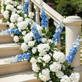 4Pcs Blue Delphinium Artificial Flowers, 34'' Fake Blue Flowers Artificial For Decoration Silk Flower Faux Long Stem Artificial Flowers For Tall Floor Vase Home Garden Wedding Arrangement Decor